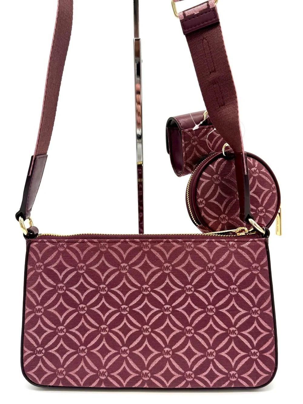 Michael Kors Jet Set Logo Crossbody Bag with Case for Apple AirPods Pro Ox Blood